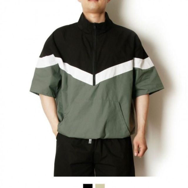 남자 반팔 티셔츠 브이배색 트레이닝세트 반팔아노락 아노락반팔 트레이닝반팔 아노락셋업 국산