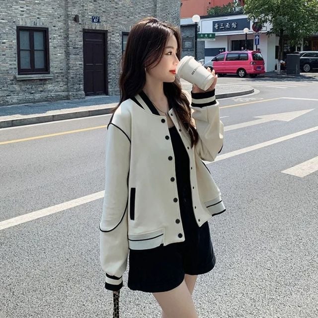 캐주얼 레터링 자수 포인트 데일리 외출 자켓 아우터