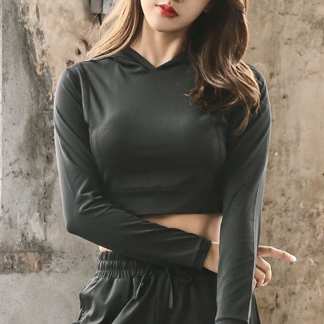 여성 헬스복 긴팔 요가복 크롭 배꼽티 기능성 의류