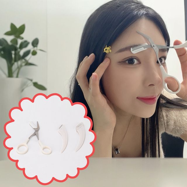 JPAR 반달 눈썹칼 숱가위 눈썹정리 세트 화이트 OWJ51212