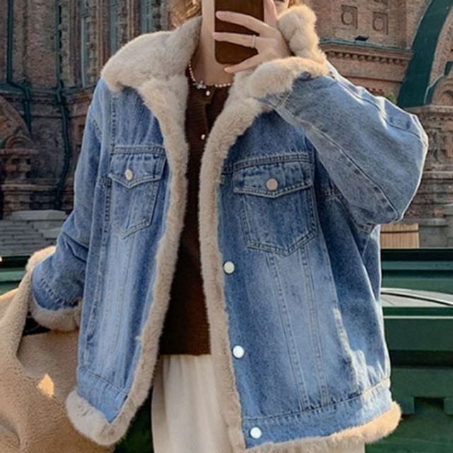 뽀글이 여성 퍼데님 점퍼 안감 여성 겨울 자켓 여자 아우터