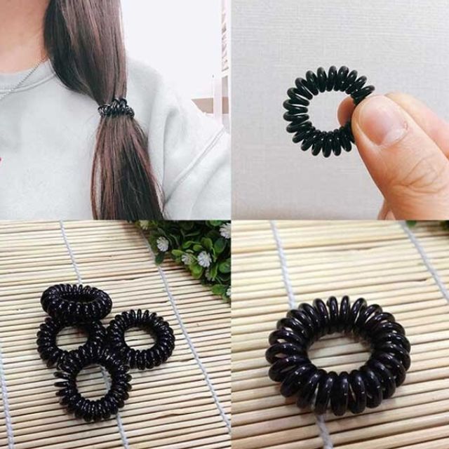 전화선 미니 스프링 블랙 고무줄
