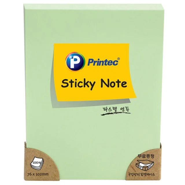 프린텍 파스텔 스티키노트 연두 76x102 점착식 메모지