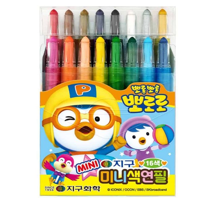 뽀로로 미니색연필 16색 키즈색연필 그림색연필 문구점색연필