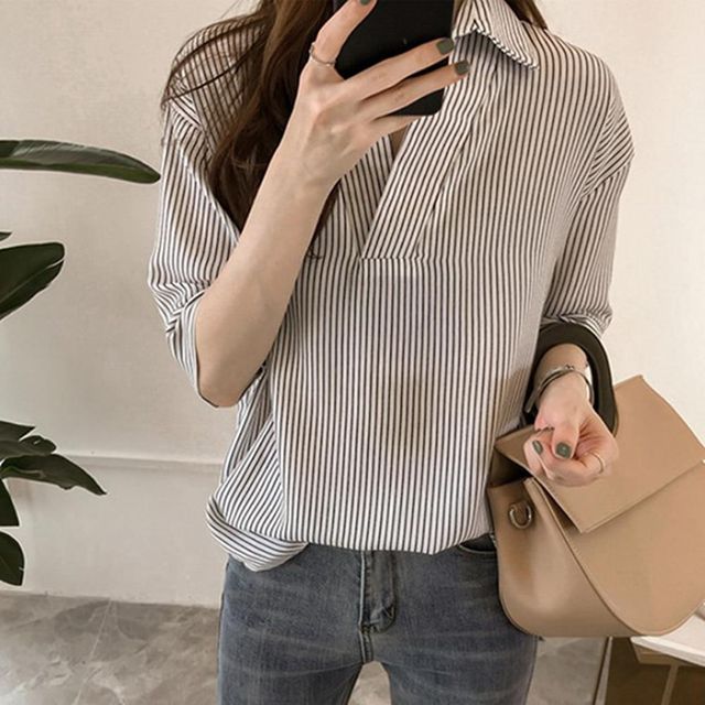 봄 루즈핏 블라우스 정장 셔츠코디 여성 오피스룩