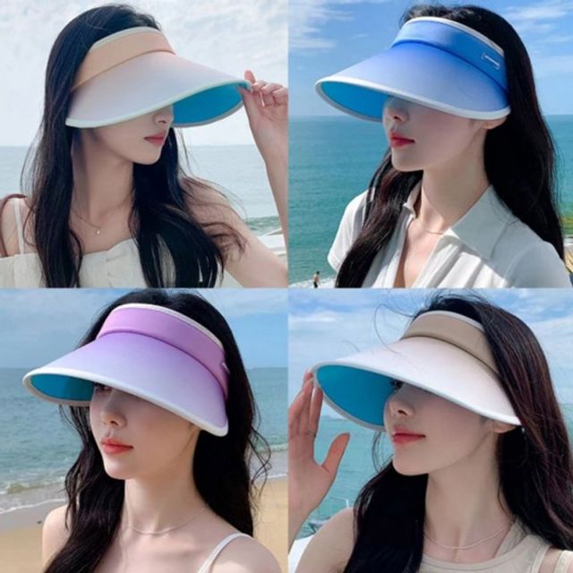 여성 썬캡 휴양지 두꺼운 챙 긴봄