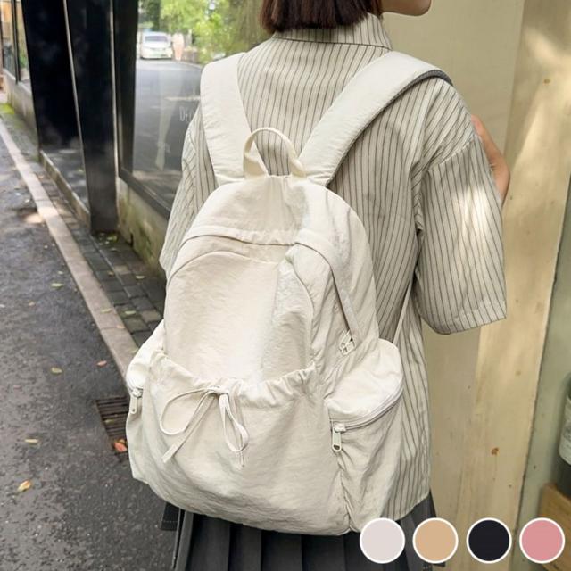 여성 예쁜 셔링 리본 포인트 데일리 가벼운 경량 백팩