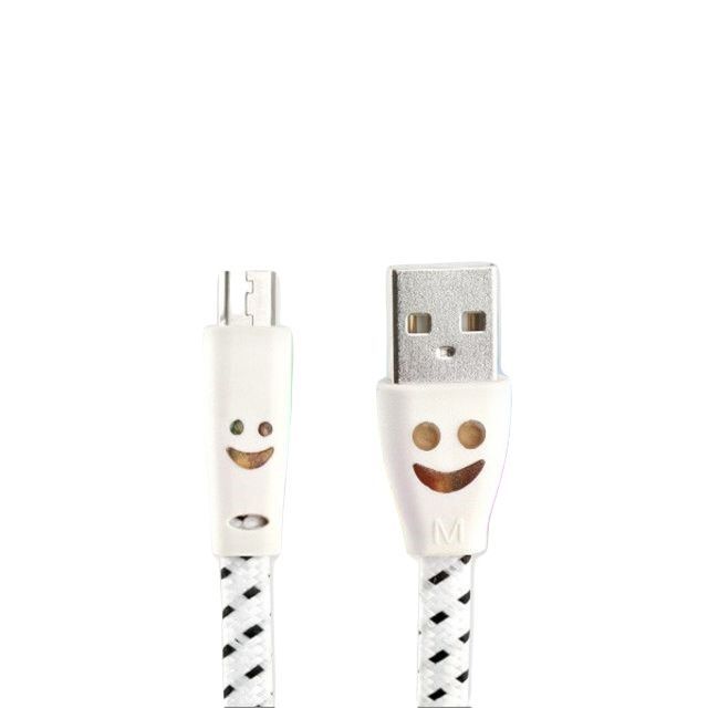 USB Micro 5Pin 케이블 1M LED White 스네이크 무늬