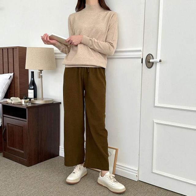 밴딩바지 스판 빅사이즈 여성바지 캐쥬얼 허리밴딩