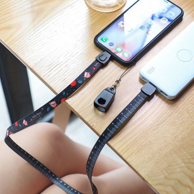 스 페이스 넥 스트랩 5핀 충전 케이블 줄자
