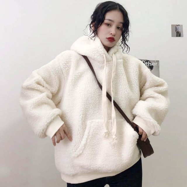 뽀글이 기모 양털 후드티 여친룩 따뜻한 겨울 포근