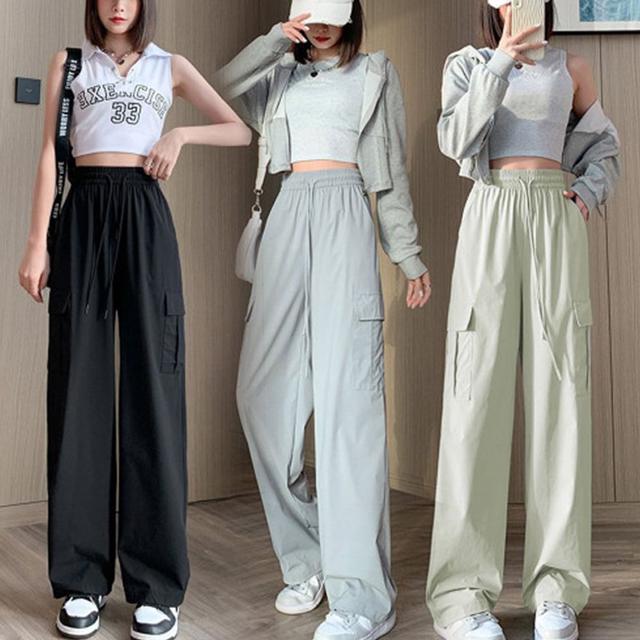 여성 카고 와이드핏 밴딩팬츠 1P 하이웨스트 바지