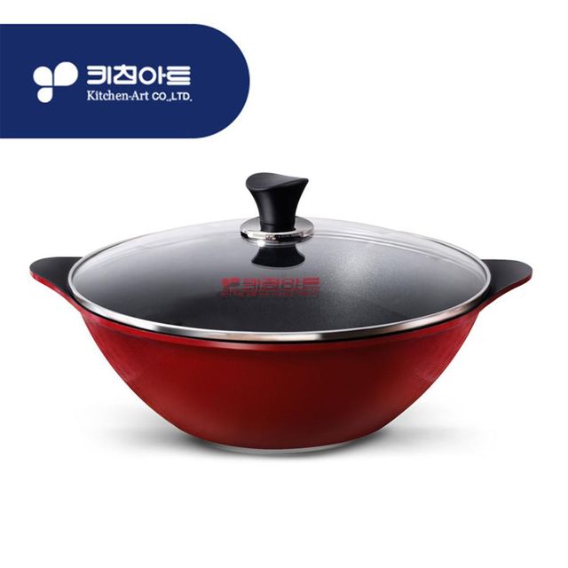 빨간색 궁중팬 후라이팬 중식 찜냄비 볶음팬 주방용품 업소용 28cm 양수냄비