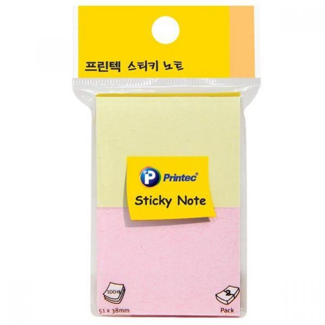 파스텔톤 스티키 노트 연두 핑크 100매 3개 메모지 점착메모지 예쁜