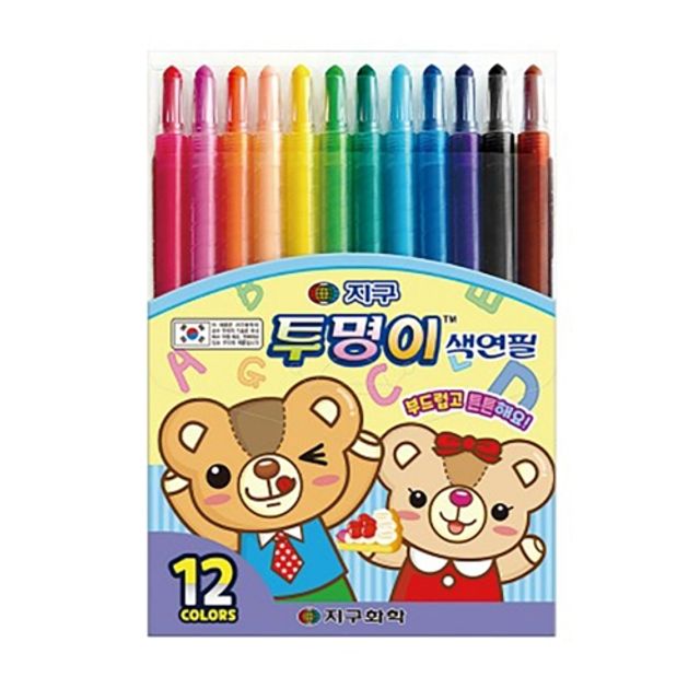 혜명몰 지구화학 샤프식색연필 투명이 12색 - 박스 (144개입) 유치원색연필 어린이집색연필 색연필세트 초