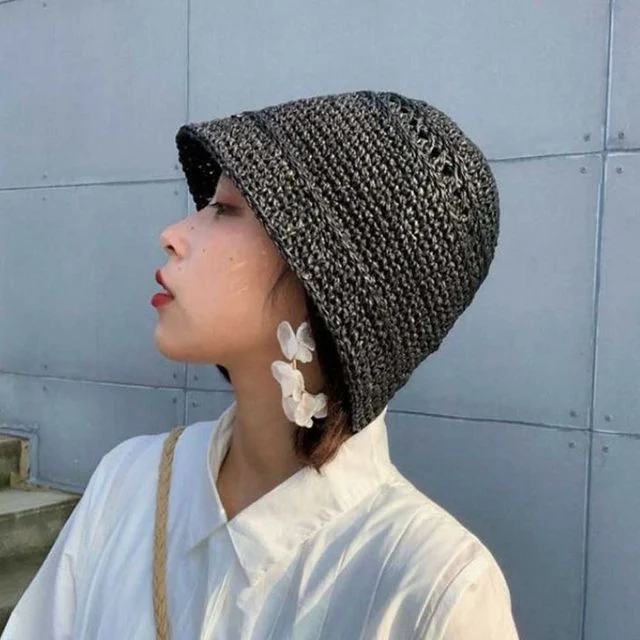 여자 여름 연예인 모자 라탄 밀짚 버킷 햇 벙거지