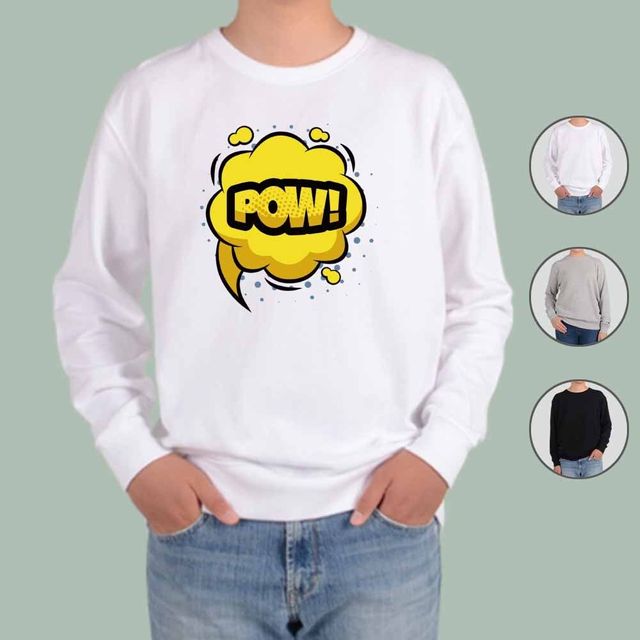 기모맨투맨 팝아트 말풍선 유행어 POW B5 디자인 - 트렌드 반영 겨울 티