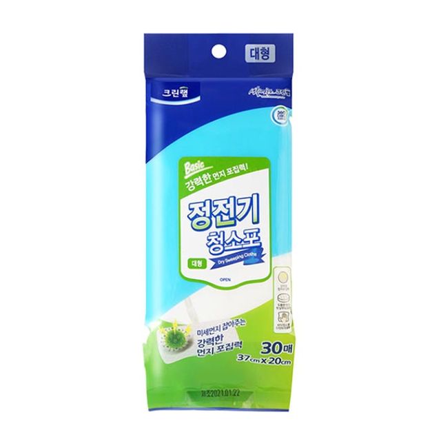 크린랩 정전기 청소포 대형 30매 1P 일회용 건식걸레
