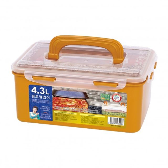 절임이 밀폐용기 4.3L, 황토 플라스틱 김치통 단품