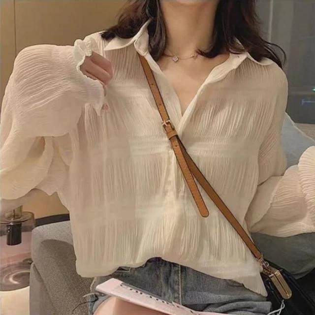 물결 메이비굿 쉬폰 블라우스 - 여성 흐르는 실루엣 상의