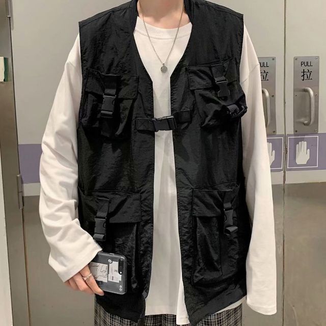 다용도 수납 가능 빅 주머니 오버핏 남성 조끼