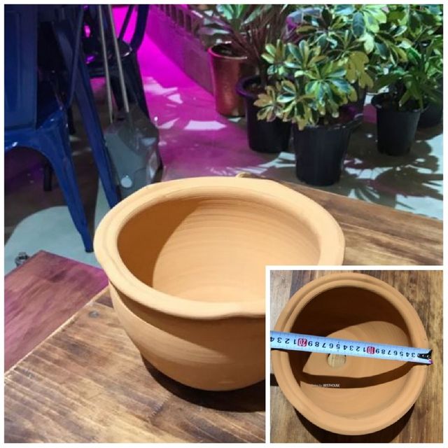 황토빛 평턱항아리 22x13cm 토분 갈색화분 홈가드닝 가드닝용품 정원용품 식물키우기