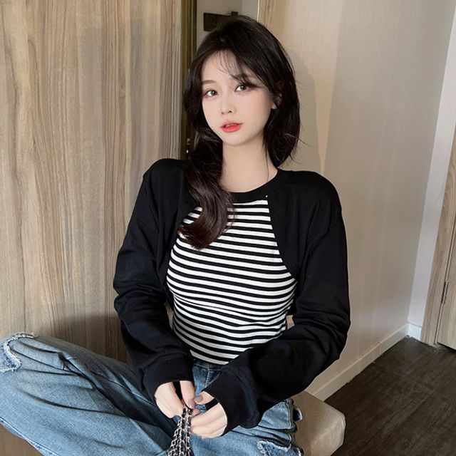 여성 볼레로 긴팔티 편한티셔츠 여행용티셔츠
