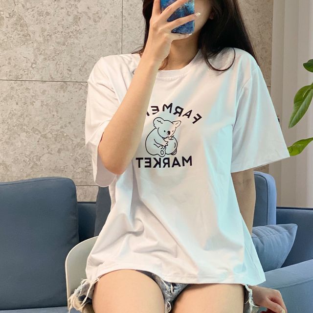 여성 귀여운 코알라 데일리 캐릭터 반팔티셔츠