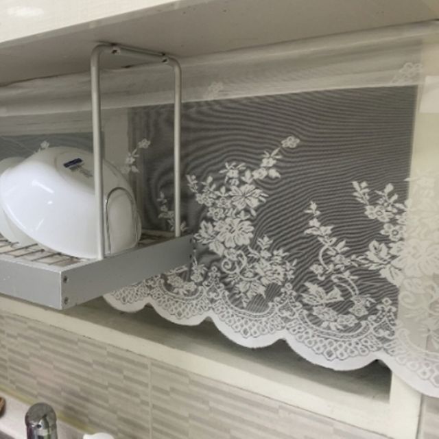 화사한 주방 창문가림막 레이스 짧은커튼 화이트