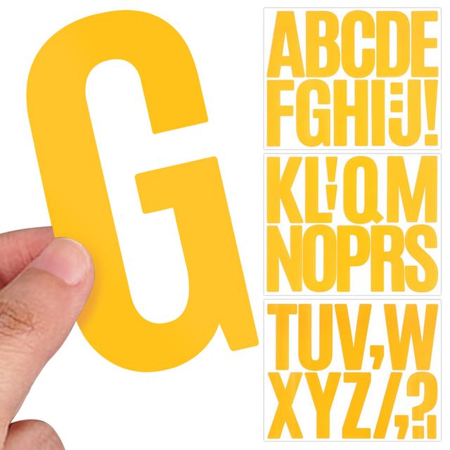 알파벳 컷팅 스티커 옐로우 A-Z 7.6cm 이니셜 네임