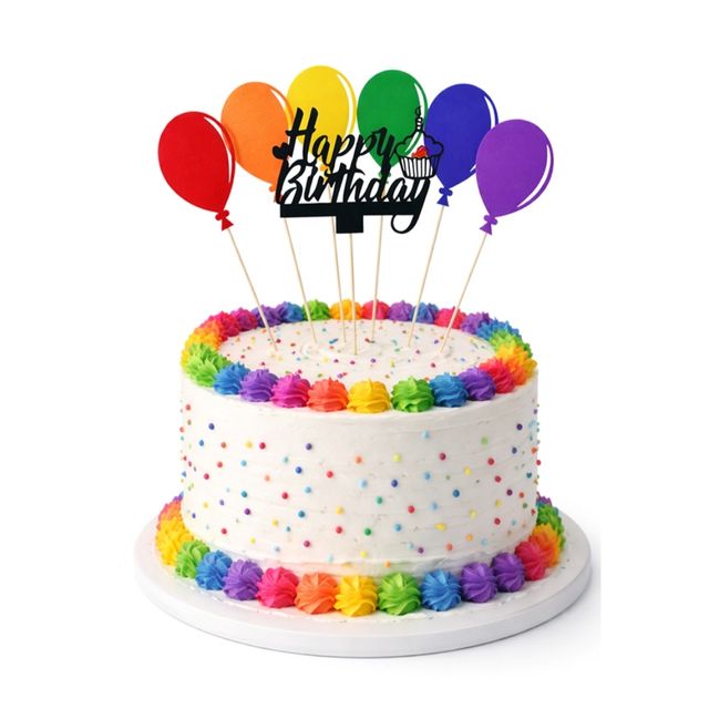 HAPPY BIRTHDAY 벌룬 파티 생일케이크 토퍼 장식