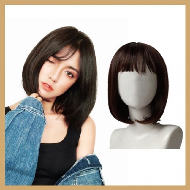 앞머리 인조가발 통가발 짧은 머리 가짜헤어