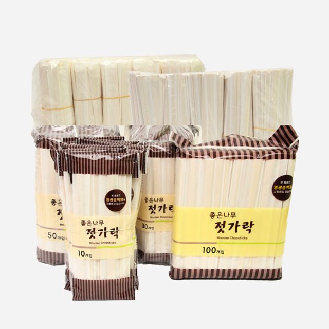 일회용 나무젓가락 100P - 종이 포장 배달 업소용