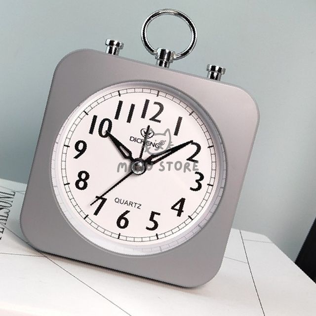 캐릭터탁상시계 무소음탁상알람시계 사각 알람 탁상시계 그레이