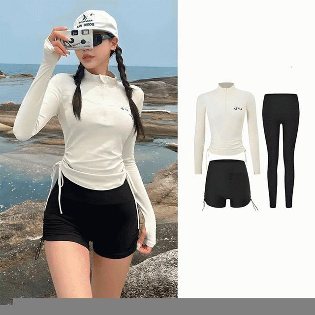 래쉬가드 비치 웨어 수영복 하트시 캡내장 3종 세트