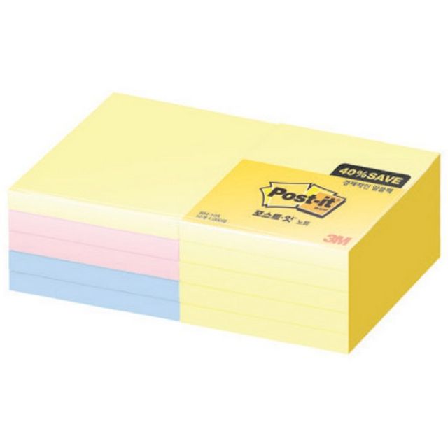 포스트잇알뜰팩 654-10A(76x76mm 노(6)블(2)핑(2))