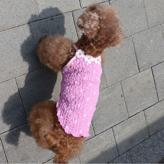 강아지 팝업 꽃무늬 끈나시티 핑크 2XL 1P 티셔츠