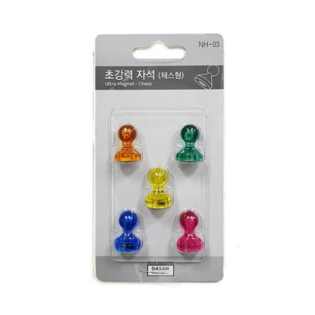 혜명몰 다산)초강력자석 세트(체스형/중/NH-03/5개입) 아크릴마그넷제작 붙이는화이트보드 냉장고자석제작