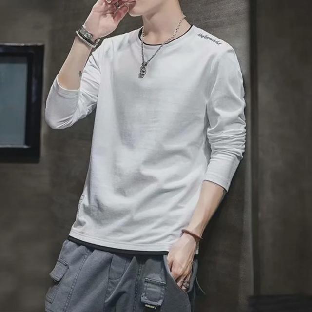 남성 슬림핏 롱슬리브 라운드 면티 레이어드 긴팔티