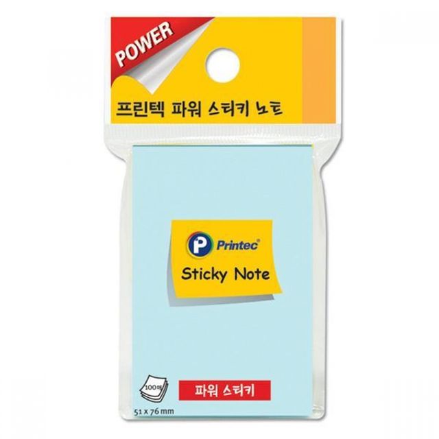 파랑 스티키노트 파워스티키 점착메모지 사무용 떡메모지 점착 100매 3개