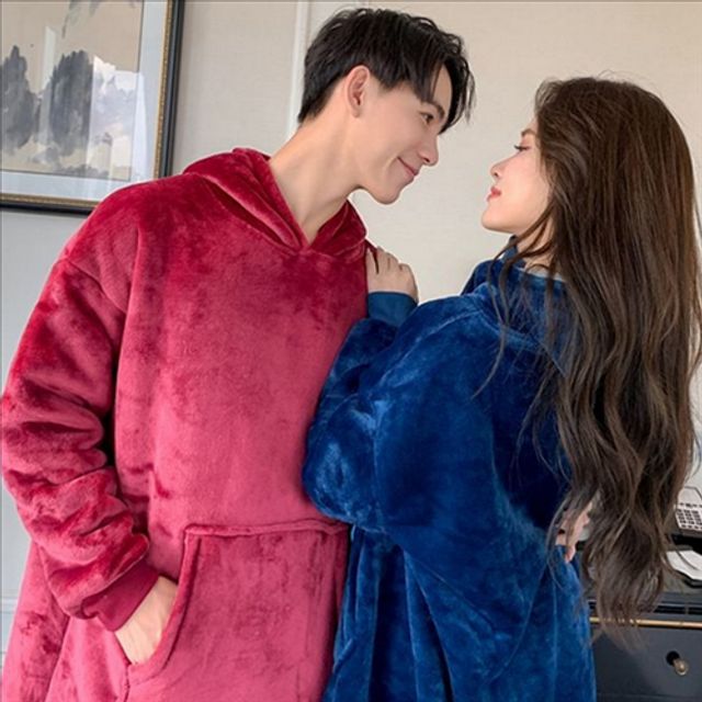 따뜻한 겨울 극세사 담요 후드 겨울 입는담 담요 오버핏 수면