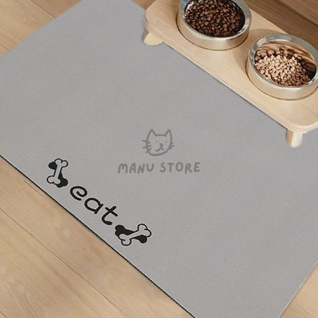 강아지식탁매트 강아지식탁 규조토 반려동물 식기매트 40x30cm 뼈다귀 그레이