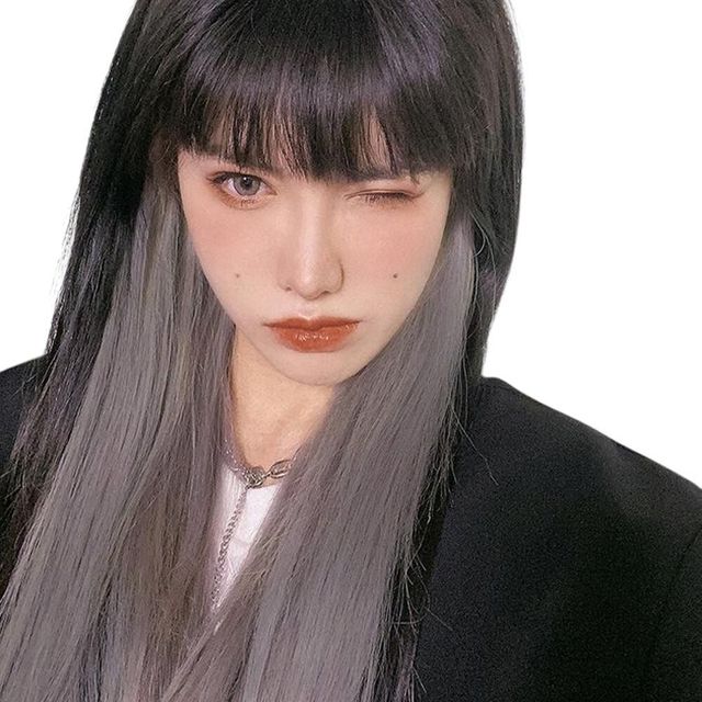 컬러 브릿지 헤어피스 (6p 실버그레이)