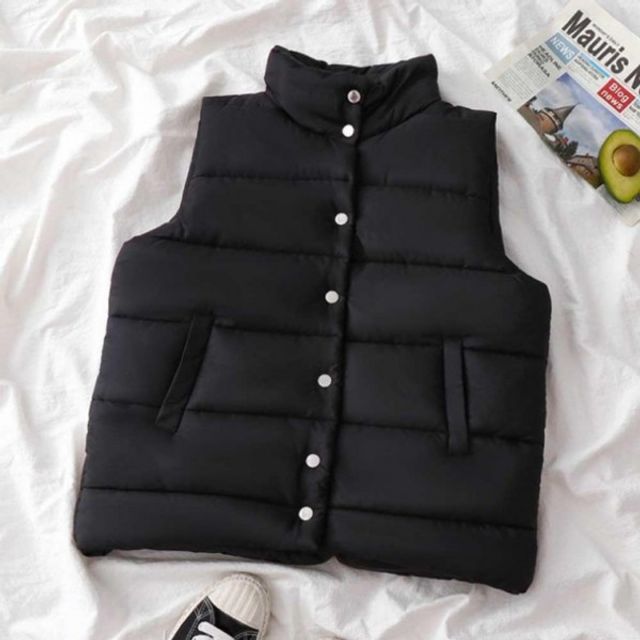 포근 패딩조끼 아우터 스타일 베이직핏 따뜻 똑딱이단추 여성조끼 경량조끼 크롭조끼 니트조끼베스트탑 겨