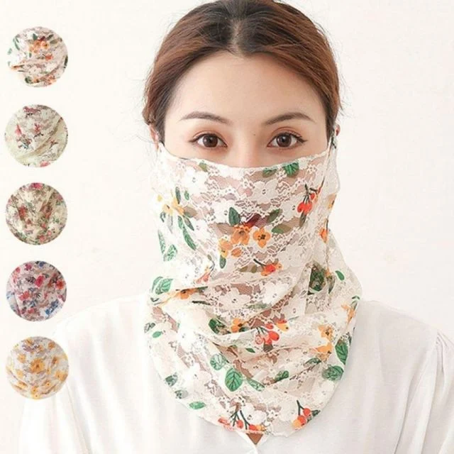 바람통기 꽃무늬 머플러형 파크골프 등산 마스크