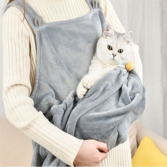 고양이 그루밍 앞치마 캥거루 포대기, 반려동물 목욕 타월 가운