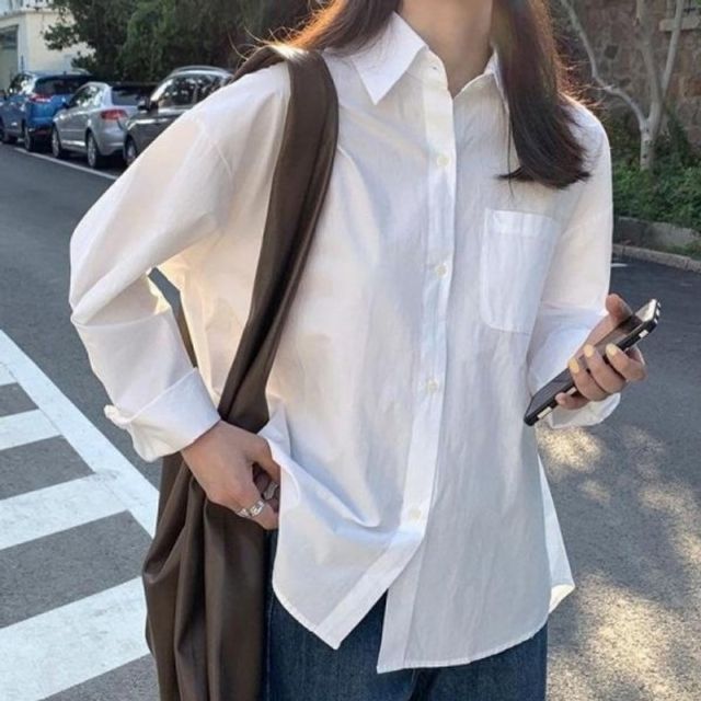 여성 무지 흰셔츠 오피스룩 베이직 화이트 남방 블라우스