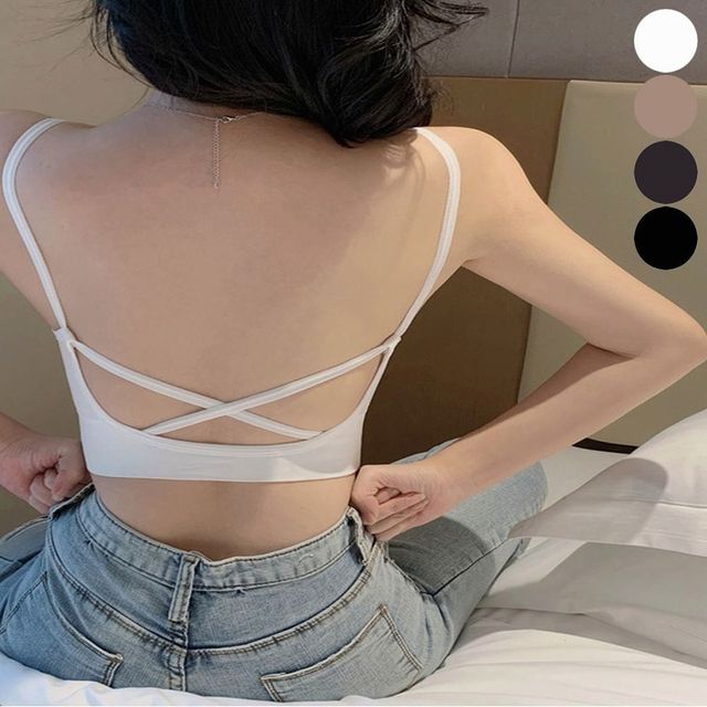 캡내장 브라탑 브라렛 브라 백 크롭탑 이너 골지 X자