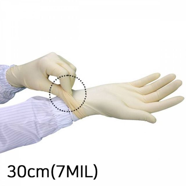 TBZ SQ-A128 천연 고무 LATEX GLOVE 30CM(7MIL)