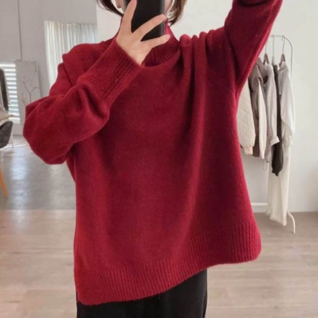 보들보들한 터치감 루즈핏 목폴라 니트 티셔츠 데일리 겨울 간절기 긴팔 상의